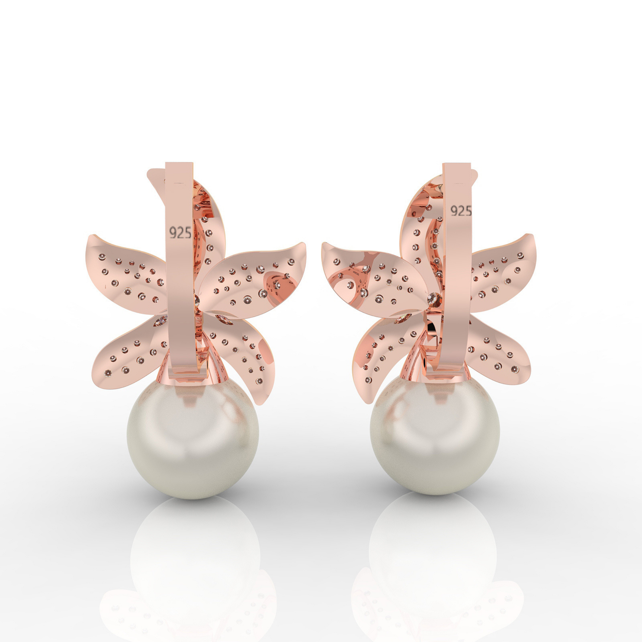 Cocktail Star Fish Pearl Dangle Earrings, Hallmarked 925 Sterling Silver